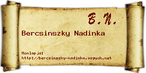 Bercsinszky Nadinka névjegykártya